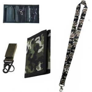 NSIECD-Portefeuille en Toile avec Motif Camouflage 3 Volets pour Enfants Homme et Femme,Portefeuille &agrave; Triple,avec Boucle Hawkbill + Courroie de T&eacute;l&eacute;phone Camouflage,Accessoire de Voyage - Neuf
