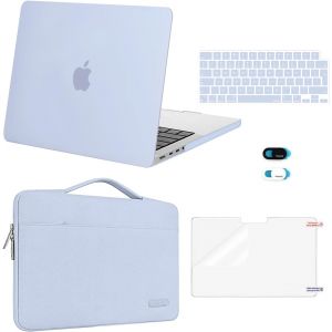 Compatible Avec Macbook Pro 14 2025-2021 M5 M4 M3 M2 M1 Pro Max A3112/A3434/3185/3401/2918/2992/2779/2442,Coque&Sac&Protection Clavier&Protecteur D'&Eacute;cran&Couverture Webcam,Bleu C&eacute;rul&eacute;en - Neuf