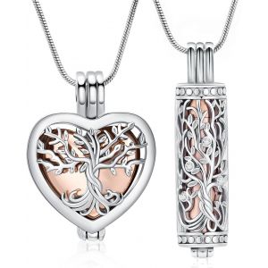 Tianyi-Collier Urne Fun&eacute;raire Arbre De Vie Pour Cendres, Bijou Avec Flacon Creux Cylindrique Keepsake Memorial Lockets Porte-Cendres Pour Femmes, Hommes Et Animaux De Compagnie - Neuf