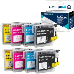 Senior-Cartouche D'Encre Compatible Lc-1100 Lc1100 Lc1100Bk Lc-1100Bk Lc1100C Lc1100M Lc1100Y (2Noir 2Cyan 2Magenta 2Jaune) Remplacement Pour Brother Dcp-J140W/145C/165C/185C/195C/197C/365Cn/375C[L1735] - Neuf