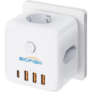 7 en 1 Multiprise USB Cube avec Interrupteur, Multiprise Parafoudre Murale, Prise USB Multiple avec 1C et 3A pour Domicile, Bureau, Voyage - Neuf