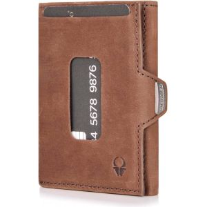 asas-Porte Carte Xs | Portefeuille Ec Et Slim Avec Protection Rfid | Porte Monnaie Homme Avec Pochette À Monnaie | Porte Feuille Homme Cuir | Mini Porte Monnaie | Vintage Marron - Neuf