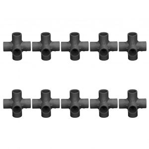 XYONG Lot de 10 raccords de tuyauterie a 6 voies en PVC, coude d'angle pour tuyau en plastique, diametre interieur 20 mm, noir - Neuf