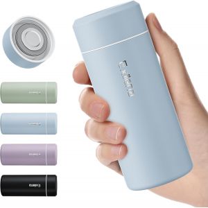 [Version Optimisée] Mini Gourde Isotherme 250ml- Petite Bouteille Isotherme Sans Bpa & Anti-Fuite Parfaite Pour Sac À Main, Idéale Pour Voyage Et Bureau(Bleu Ciel) - Neuf