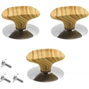 Bouton De Couvercle,3 Pi&egrave;ces Couleur Bois Bouton Couvercle Casserole,R&eacute;sistant Chaleur Poign&eacute;es Couvercle Casserole,Couvercles Pour Po&ecirc;les Frire,Casseroles Huile Et Marmites Soupe - Neuf