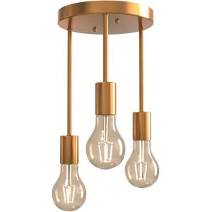 Plafonnier R&eacute;tro,3 Douilles Pour Ampoules 60w Max, Dor&eacute; Lampe Suspension Industrielle M&eacute;tal Retro Suspensions Vintage Plafonnier Luminaire Antique Pendante - Neuf
