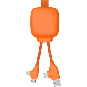 C&acirc;ble Multi-Connecteurs USB 4 en 1 - Chargeur Universel et Batterie Externe 3000 mAh en Plastique Recycl&eacute; - Gamma Lite Orange - Neuf