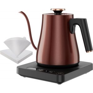 Bouilloire &Eacute;lectrique Intelligent Schwanenhals Avec R&eacute;glage De Temp&eacute;rature Et Maintien Au Chaud, 1000 Watt &Eacute;bullition Rapide 1,0 L Inox, Sans Bpa Pour Caf&eacute;/Th&eacute;, Design Compact Cuivr&eacute;, Affichage Led - Neuf