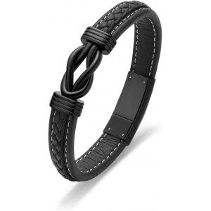 Bracelet Funéraire Infini Pour Cendres En Cuir Synthétique Tressé - Bijoux Funéraires En Acier Inoxydable Pour Homme - Neuf