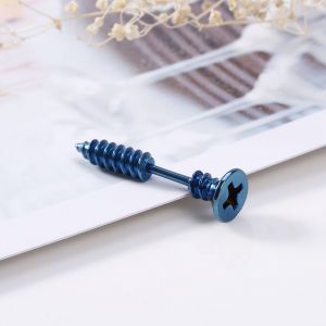 1 Boucle D'oreille A Tige En Acier Titane Pour Homme Et Femme (Bleu) - Neuf