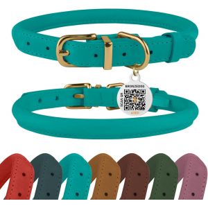 Eryi-Collier En Cuir Roulé Pour Chien Avec Étiquette D'identification Qr Colliers Ronds Souples Ajustables Pour Petits Moyens Grands Chiens Chiot Chat - Neuf
