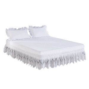 (Queen 150*200+38 Cm) Jupe De Lit Élastique Américaine, Couvre-Lit Style Princesse, Lit Élastique Froncé De Couleur Unie, - Neuf