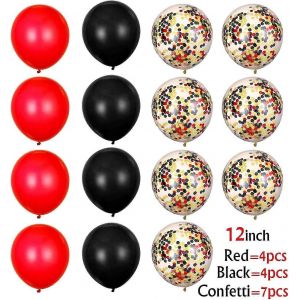 Décorations De 18e Anniversaire Pour Fille,Rouge Et Noir Doux Joyeux 18 Ballons De Fête D'anniversaire Pour Fille Noir Rouge Ballons Kit De Décor - Neuf