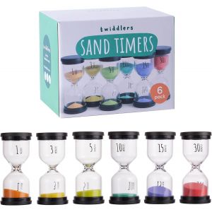 CHECARZHN--NO1-6 Minuteur Sabliers, 6 Couleurs - 1 3 5 10 15 & 30 Minutes - Enfants, Maternelle, Montessori, Pédagogique, Apprentis & Jeux - Verre Solide & Résistant - Neuf