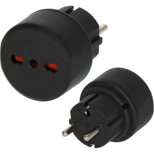 fiche de Voyage / adaptateur Italie - le contact de protection noir, 1508590 - Neuf