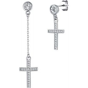 Boucles D'oreilles Croix Hommes Hommes Argent Sterling 925 Asym&eacute;trique Stud Boucles D'oreilles Pendentif Boucle D'oreille Hommes Croix De Saint-Pierre Boucles D'oreilles Pour Femmes Filles - Neuf