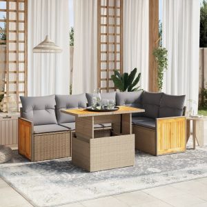 Prolenta Premium - Salon De Jardin Avec Coussins 6 Pcs Beige R&eacute;sine Tress&eacute;e - Neuf