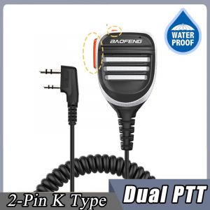 Baofeng UV-5R PTT étanche UV-9R talkie-walkie haut-parleur Radio Microphone Keenwood 2 broches Type micro portable pour UV-82 UV16 888S - Type 2 Pin-K-2PTT-Silver #B - Neuf