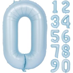 Ballon Bleu 0 Mat En Aluminium - Num&eacute;ro 0 - Ballon En Aluminium - Bleu Clair - 101 Cm - Pour Anniversaire, F&ecirc;te, D&eacute;coration De F&ecirc;te Pr&eacute;natale, Mariage, Anniversaire De Mariage (Num&eacute;ro 0) - Neuf