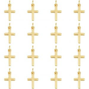 Kal-Pcs Pendentifs Croix En Laiton Plaqu&eacute; Or 18k Breloques Croix Motif Croix Pendentifs Avec Anneaux De Saut Pour Collier Boucles D'oreilles Bracelet Fabrication De Bijoux, Trou: 3.5mm - Neuf