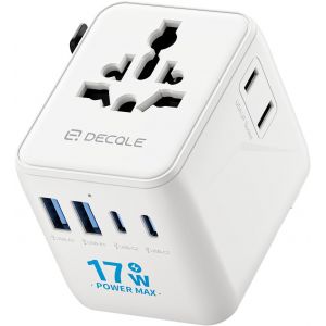 JGD-Adaptateur Prise Universelle, Adaptateur Voyage International avec 2 USB-C, 2 USB-A &iquest; 2 AC, Concerner France vers USA, UK, EU, AU &iquest; 224+ Pays (Blanc) - Neuf