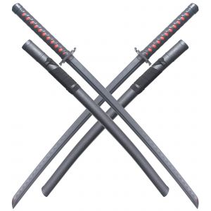 Pack 2 KatanasTout en Polypropylene Noir Bleach Bankai Ichigo Sabre Entrainement Combat + Fourreau ABS Epee Bleach D&eacute;coration - Neuf
