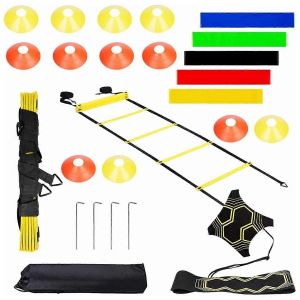 Ensemble D'&eacute;quipement D'entra&icirc;nement D'agilit&eacute; De Football &Eacute;chelle D'agilit&eacute; C&ocirc;nes De Football Solo Soccer Trainer Pour Enfants Jeunesse - Neuf