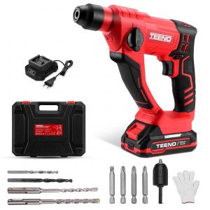 Marteau perforateur sans fil 20V SDS-Plus, &iquest;14 mm, pour b&eacute;ton, 1000 tr/min, &eacute;clairage de travail LED, 1 x batterie 2.0Ah - Neuf