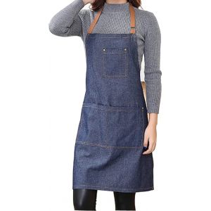 Tablier De Cuisine En Jean Réglable Avec Poche Et 3 Poches Pour Hommes Et Femmes Avec Poche Pour Cuisiner (Bleu) - Neuf