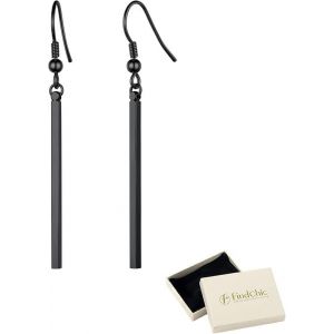 Kal-Boucles D'oreilles Pour Femme Fille Clous D'oreilles En Acier Inoxydable Pendantes Argent/Noir/Or Bijoux Géométriques Cadeau D'anniversaire Noël Boucles D'oreilles Maille Chaîne - Neuf