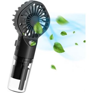 Ventilateur brumisateur portable, mini ventilateur brumisateur transparent, brumisateur rechargeable par USB, équipement de camping, humidificateur, petit ventilateur à 4 vitesses - Neuf