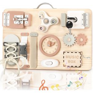 JGD-Montessori Busy Board - Jeux Montessori Planche Activit&eacute; Jouet Montessori Tableau Activit&eacute; Sensoriel Parcours Motricit&eacute; Fine Cadeau pour Fille Garcon - Neuf