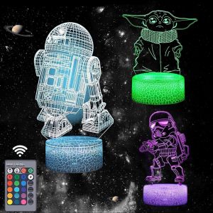 Veilleuse Star Wars Avec Illusion 3d 3 Motifs Et 16 Changements De Couleur Mise Hors Tension Automatique Avec Smart Touch Et T&eacute;l&eacute;commande Pour D&eacute;coration D'int&eacute;rieur Cadeau Star Wars Pour Gar&ccedil;ons - Neuf