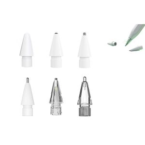 Lot de 6 pointes de rechange pour Apple Pencil 1re et 2e g&eacute;n&eacute;ration avec mini-bo&icirc;te de rangement - Neuf