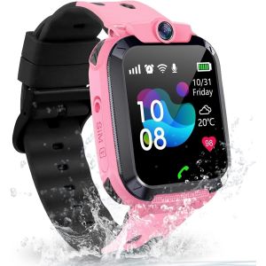 JGD-Montre Connect&eacute;e Enfant, Montre GPS Enfant Gar&ccedil;ons Filles avec Appel Vid&eacute;o Voice Chat Familial SOS T&eacute;l&eacute;phone Etanche Jeux R&eacute;veil Mode Classe IP68, Montre Intelligente Enfants Cadeau(Rose) - Neuf