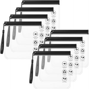 KALANKA-Lot de 8 Pochette Voyage 20 x 20 cm, Trousse Transparente Voyage Certifi&eacute; TSA &Eacute;tanche et Anti-Fuite, Sac Transparent Avion avec Poign&eacute;e Trousse de Toilette Avion pour Les Bagages &agrave; Main - Neuf