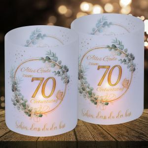 KALANKA-Lot de 16 photophores pour 70e anniversaire - Décoration de table Happy Birthday pour hommes et femmes - Bougies chauffe-plat ou bougies - Neuf
