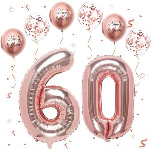 Ballon Anniversaire 60 Ans Or Rose,101 CM Ballon Chiffre 60,Happy Birthday Decoration Ballons 60 Anniversaire Ballon,Décoration Ballon Numéro pour 60-Vole à l'Hélium - Neuf
