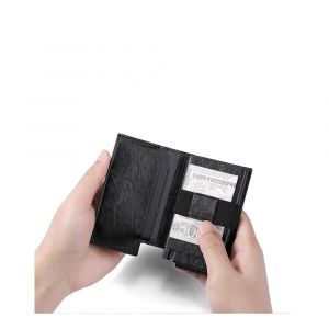 Portefeuille homme en cuir véritable couleur café 12,5 x 9,8 x 1,8 cm, blocage RFID, style décontracté vintage, en toile, avec pince à billets - Neuf