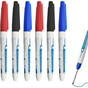 Lot De 6 Marqueurs Permanents &Agrave; T&ecirc;te Longue Et &Agrave; Pointe Profonde De 30 Mm De Long - Marqueurs Imperm&eacute;ables Et Polyvalents &Agrave; Pointe Fine Pour Marquer Les Zones Difficiles &Agrave; Atteindre (Noir/Bleu/Rouge) - Neuf
