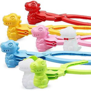 5pc Dessin anim&eacute; en forme de dinosaure En forme de boule de neige Fabricant de boules de neige Clip Maker Hiver &agrave; la neige Jouets pour enfants en plein air avec poign&eacute;e (5 Pcs Petit - Neuf