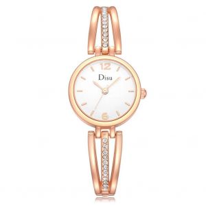 Disu Fashion Femmes M&eacute;tal Zicron Quartz Mouvement Montre-Bracelet (Or Rose + Cadran Blanc) - Neuf