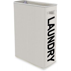 MEVRONISSHOP-Paniers &agrave; linge fins et pliables de 42 L avec tissu Oxford et poign&eacute;es, panier de lavage &eacute;troit avec sac int&eacute;rieur amovible et lavable - Neuf