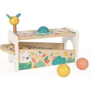 Tap Tap Xylo Pure - Jouet En Bois 2 En 1 - Jeu D'éveil Musical Et D'adresse - Avec 3 Balles + Marteau + Xylophone - Dès 1 An, J05155.[G144] - Neuf