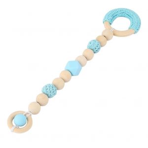 Attache-Tetine En Bois Perle En Forme De Dessin Anime Pour Enfants, Anneau Bleu - Neuf