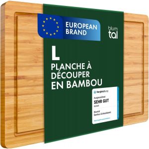 Eryi-- Planche A Decouper Bois Bambou - Planche À Découper Avec Rainure À Jus - Accessoire Cuisine - Taille (38x25cm) - Neuf
