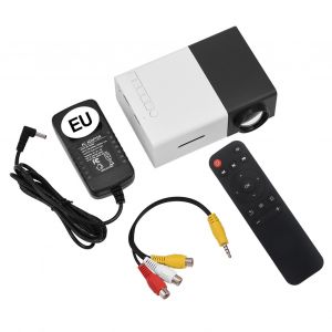 Mini projecteur LED portable elegant pour home cinema, lecteur multimedia, prise UE, noir et blanc - Neuf