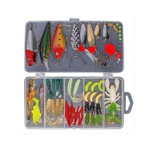Ensemble De Leurres De Pêche Ultime De 78 Pièces - Spinners, Vers, Cuillères Et Plus Pour La Pêche En Eau Douce Et En Eau Salée - Boîte De Pêche Complète Incluse ! - Neuf