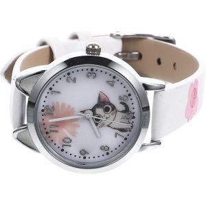 JGD-Montre &eacute;tanche pour Enfants, Montre Intelligente &eacute;lectrique Blanche avec Motif Chat, d'anniversaire pour Les Petites Filles et Les &eacute;tudiantes, Blanc, 22X1.4CM, Mode - Neuf