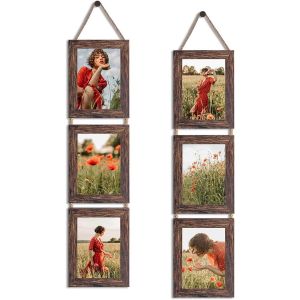 Cadres Photo 10x15 Noirs Collage Triple Ensemble Suspendu, 6 Cadres 10x15 Modernes Verticaux pour Afficher Des Photos, Des Postales, Des Affiches - Neuf